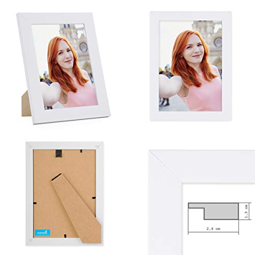 Photolini Juego de 5 Marcos 15x20 cm Basic Collection Modernos, Blancos de MDF, Incluyendo Accesorios/Collage de Fotos/galería de imágenes