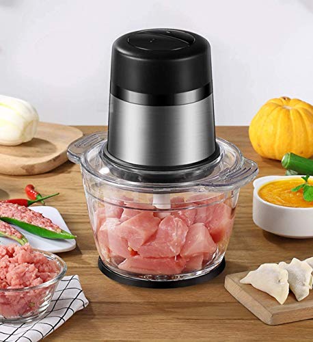 Picadora de Carne, Doble Velocidad de Alimentos Trituradora, 4 Debido a Sus Hojas, adecuados for la Carne de Las Frutas de Las cebollas ajo Jengibre y nueces Alimentos for bebés, 300W, 2L ZHNGHENG
