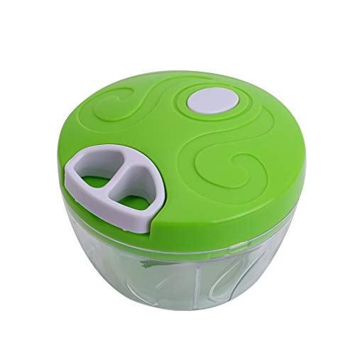 Picadora de verduras - Mini procesador manual de alimentos picadora de verduras de mano para cortar frutas, puede hacer jugos y bebidas (color verde)