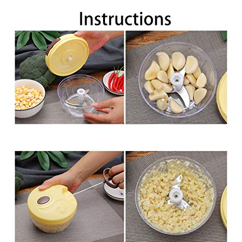 Picadora de verduras - Mini procesador manual de alimentos picadora de verduras de mano para cortar frutas, puede hacer jugos y bebidas (color verde)
