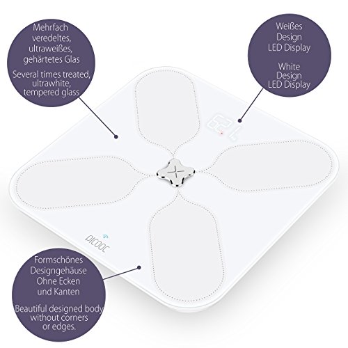 PICOOC S3 Báscula digital personal Smart con Wifi y Bluetooth, Blanco