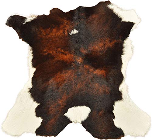 Piel de Ternera genérica Mini de Piel de Oveja Tricolor marrón y Blanco Natural. 80 x 80 cm, Pelo Decorativo de KUHFELLE Online