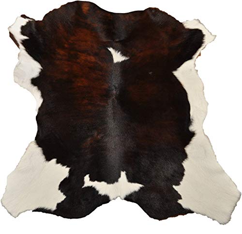 Piel de Ternera genérica Mini de Piel de Oveja Tricolor marrón y Blanco Natural. Kuhfelle Online - Alfombra de Pelo (90 x 80 cm), diseño de ovejas