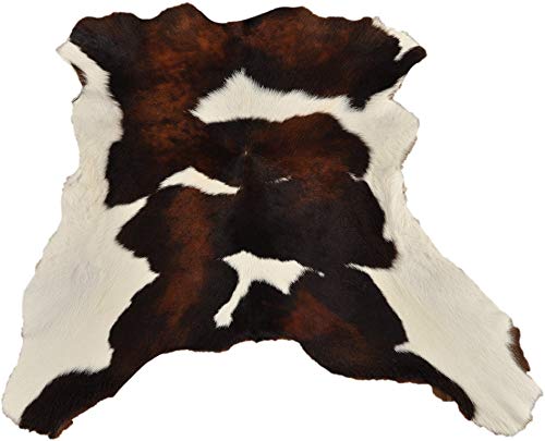 Piel de Ternera genérica Mini de Piel de Oveja Tricolor marrón y Blanco Natural. Kuhfelle Online - Alfombra de Pelo (90 x 80 cm), diseño de ovejas