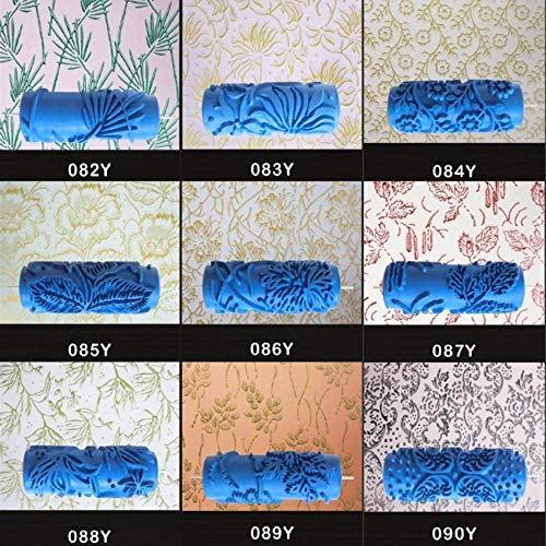 Piero 1PCS Patrón Decoración Rodillo Estampado Pintura en Relieve Manga de Rodillo de Goma Textura de Pared Plantilla Pincel Decoración de Papel Tapiz, 083Y, 5 Pulgadas
