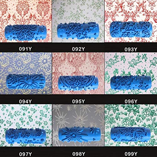 Piero 1PCS Patrón Decoración Rodillo Estampado Pintura en Relieve Manga de Rodillo de Goma Textura de Pared Plantilla Pincel Decoración de Papel Tapiz, 083Y, 5 Pulgadas