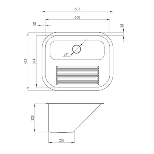 Pila de desagüe – Fregadero para interior y exterior satinado/brillo Incluye sifón y desagüe – Lavabo, fregadero, fregadero, lavabo.