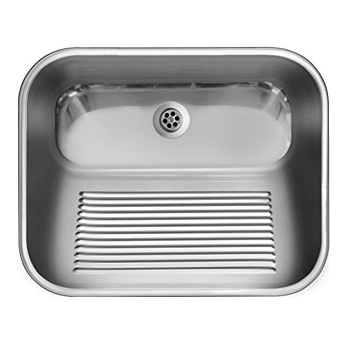 Pila de desagüe – Fregadero para interior y exterior satinado/brillo Incluye sifón y desagüe – Lavabo, fregadero, fregadero, lavabo.