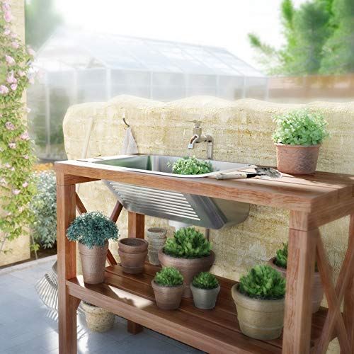 Pila de desagüe – Fregadero para interior y exterior satinado/brillo Incluye sifón y desagüe – Lavabo, fregadero, fregadero, lavabo.