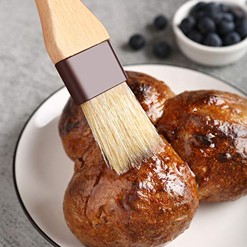 Pinceles de repostería Cepillo de cerdas de cerdas naturales Cepillo de aceite de cocina con mango de madera de haya y cuerda de cuerda colgante