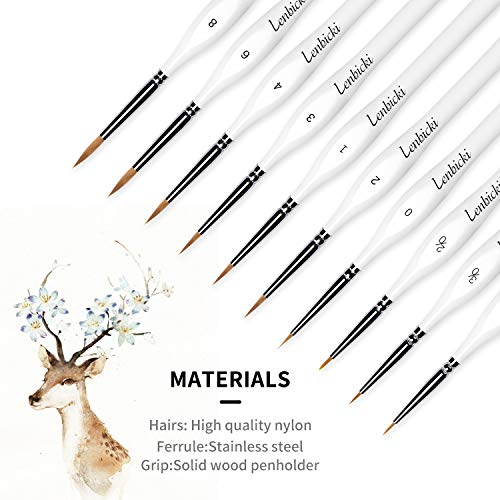 Pinceles para Pintura, 10 Piezas Pinceles Acrilico, Miniatura Cepillos para Pintura de Arte Brochas Redondas de Arte Profesionales, Juego de Pinceles para Pintar al Óleo/Acrílica/Acuarela