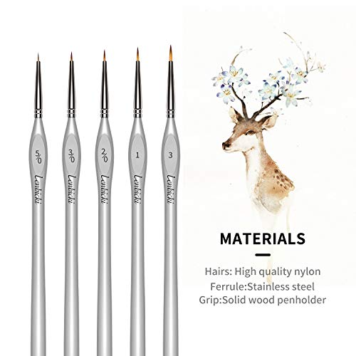 Pinceles para Pintura, 5 Piezas Pinceles Acrilico, Miniatura Cepillos para Pintura de Arte Brochas Redondas de Arte Profesionales, Juego de Pinceles para Pintar al Óleo/Acrílica/Acuarela