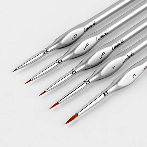 Pinceles para Pintura, 5 Piezas Pinceles Acrilico, Miniatura Cepillos para Pintura de Arte Brochas Redondas de Arte Profesionales, Juego de Pinceles para Pintar al Óleo/Acrílica/Acuarela