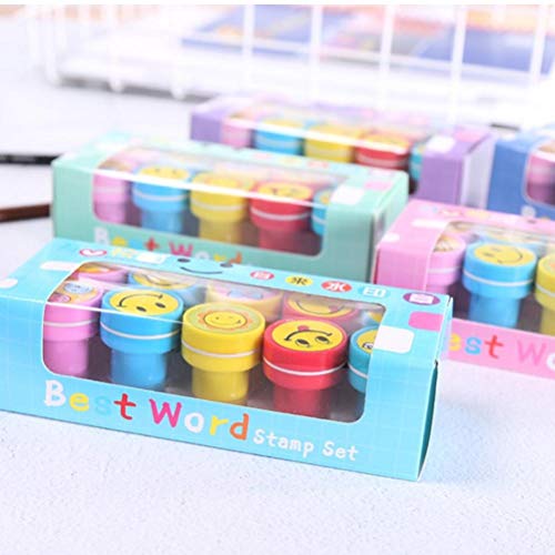 PiniceCore 10 El Sello de la Historieta Sello Sonriente de la Cara Material didáctico para niños de Kinder Regalos Redondas Juguetes para Oficina