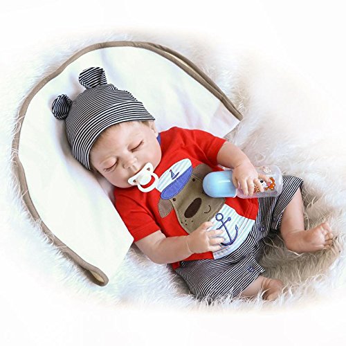 Pinky Reborn Real Life Like 18 Pulgadas 45cm de Cuerpo Completo de Silicona Reborn Doll Vinilo Suave Realistic Newborn Baby Doll Jungen Imán Impermeable Chupete