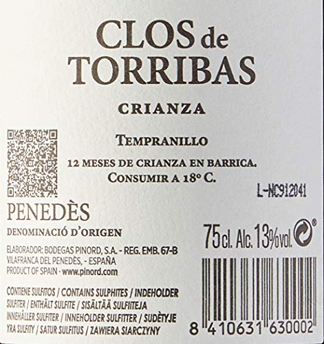 Pinord Vino Clos de Torribas Tinto Crianza - Botella 750 ml