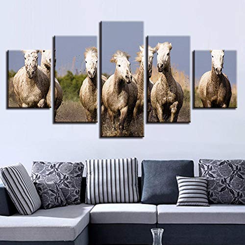 Pintura de la lona Arte de la pared 5 Piezas de alta definición Arte de la pared Animales Rebaño Pintura del paisaje Decoración de la cocina Imagen moderna de la lona Poster-Frame 40x60 40x80 40x100cm