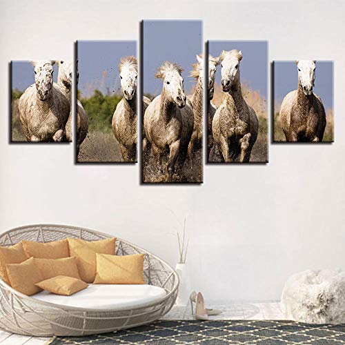 Pintura de la lona Arte de la pared 5 Piezas de alta definición Arte de la pared Animales Rebaño Pintura del paisaje Decoración de la cocina Imagen moderna de la lona Poster-Frame 40x60 40x80 40x100cm