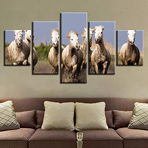 Pintura de la lona Arte de la pared 5 Piezas de alta definición Arte de la pared Animales Rebaño Pintura del paisaje Decoración de la cocina Imagen moderna de la lona Poster-Frame 40x60 40x80 40x100cm
