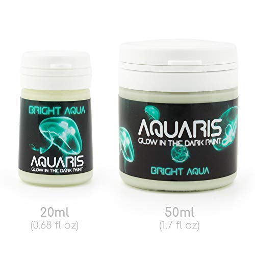 Pintura que Brilla en la Oscuridad, Aquaris (20ml), Color Aqua brillante (azul claro/turquesa) de SpaceBeams