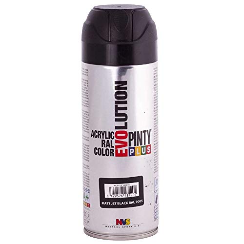 PINTYPLUS EVOLUTION 597 Pintura Spray Acrílica 520cc Matt Jet Black, Negro Mate Ral 9005, Estándar