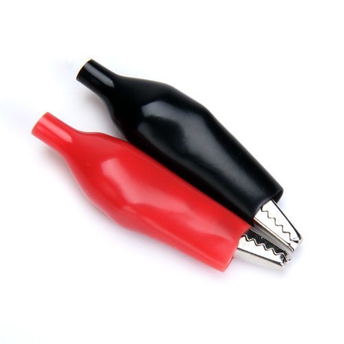 Pinzas de cocodrilo aisladas (10 pares, acero, enchapado en niquel), color rojo y negro