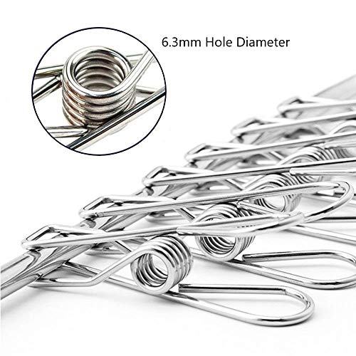 Pinzas de Ropa Acero Inoxidable 100Piezas - Pinza para Tender Ropa Metal Multipropósito - para Secar Ropas, Frazadas, Toallas, Calcetines, Cerrar Bolsas de Alimentos Abiertas - Pinzas Antideslizantes