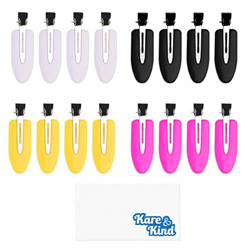Pinzas para el Cabello sin Pines Kare & Kind – Sujetadores de Cabello sin Dobladillo – Negro/Rosado/Amarillo/Blanco – Diseño de Hoja de Acero Inoxidable – Para Flequillos y Peinados en General