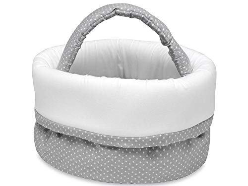 Pirulos 51013120 - Cesta botellero, diseño luna, color blanco y gris