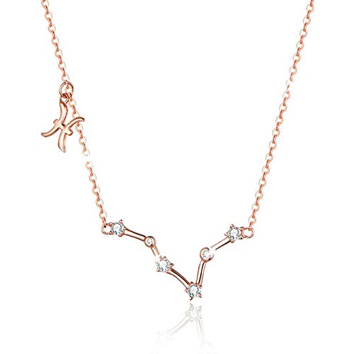 Piscis Colgante Horóscopo Collar-Plata de Ley 925 Signo del zodiaco Constelación Gargantilla Astrología Regalo de cumpleaños para mujeres Niñas