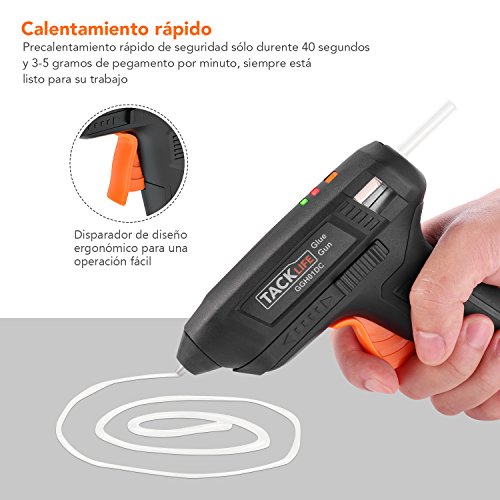 Pistola de Pegamento Caliente,TACKLIFE GGH01DC 3.6V con Batería de Litio 2000mAh con Cable USB Recargable, Indicador de Luz de Trabajo Perfecto Incluye 50 Cargas