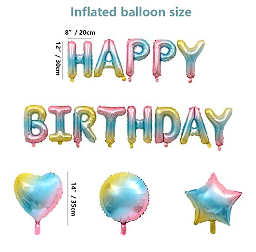 PIXHOTUL 40 Pulgadas Números 0-9 Arco Iris Globos de Papel de Aluminio y Happy Birthday Bander Kitsde pancartas para Decoraciones de Fiesta de Cumpleaños de Niños y Niñas (Happy Birthday)