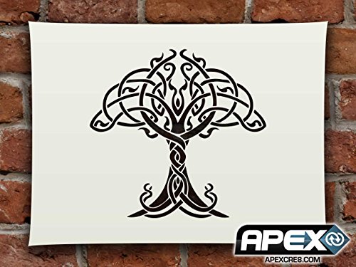 PixieBitz Celtic Norse - Plantilla para estarcir con Nudo Inspirado en el árbol, 30 x 20 cm, Mylar A, Aerógrafo, Manualidades, Grafitti