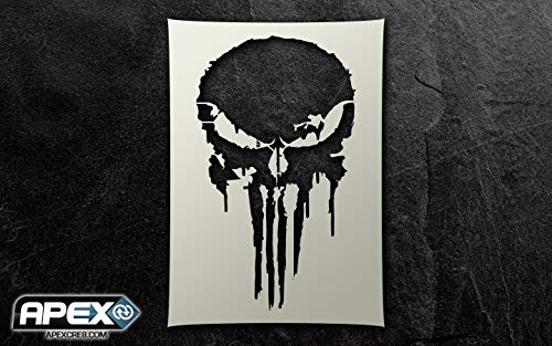 PixieBitz The Punisher - Plantilla para estarcir con Forma de Calavera, tamaño A4, aerógrafo, Esponja, Aerosol, Pasteles, Nieve ST-FL-PunisherPain