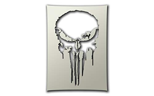 PixieBitz The Punisher - Plantilla para estarcir con Forma de Calavera, tamaño A4, aerógrafo, Esponja, Aerosol, Pasteles, Nieve ST-FL-PunisherPain