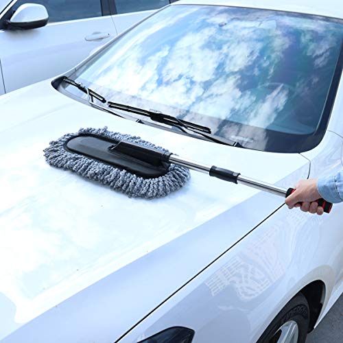 PIXNOR Coche Grande Limpieza Polvo Cepillo Cera Arrastre con Manija Retractable