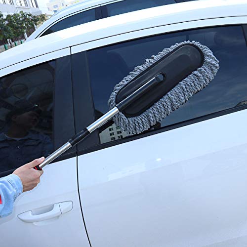 PIXNOR Coche Grande Limpieza Polvo Cepillo Cera Arrastre con Manija Retractable