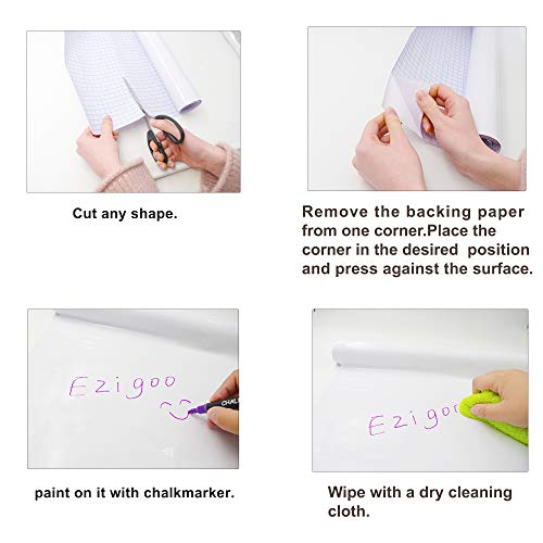 pizarra blanca adhesiva - Etiqueta autoadhesiva de papel de pizarra blanca para pared 43 x 210 CM - 2 rollos, para tablero de mensajes para oficina, hogar o escuela con 2 marcadores de tiza