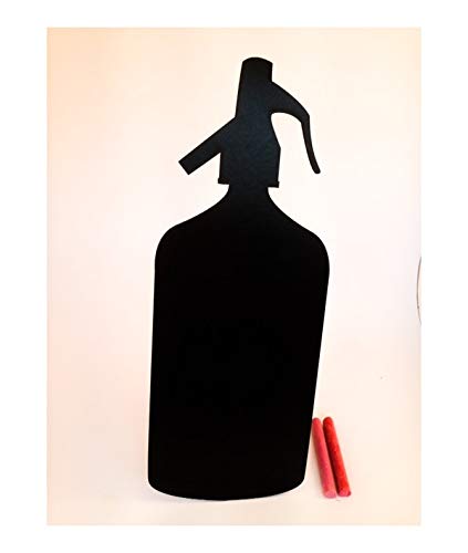 Pizarra negra para pared con forma Sifón. Cartel decorativo en madera rígida 3 mm espesor, no es vinilo, placa para tiza Letrero para decoración de cocina, hostelería, habitación infantil. (31 x 12cm)