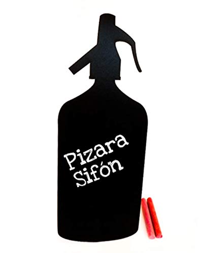 Pizarra negra para pared con forma Sifón. Cartel decorativo en madera rígida 3 mm espesor, no es vinilo, placa para tiza Letrero para decoración de cocina, hostelería, habitación infantil. (31 x 12cm)