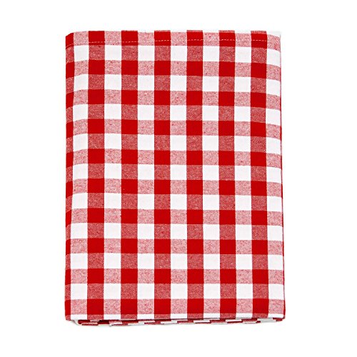Pizzería ajedrez mantel – Rectangular – 100% algodón – rojo y blanco cuadrados, 100% algodón, Rojo, 59 x 118" (150 x 300cm)