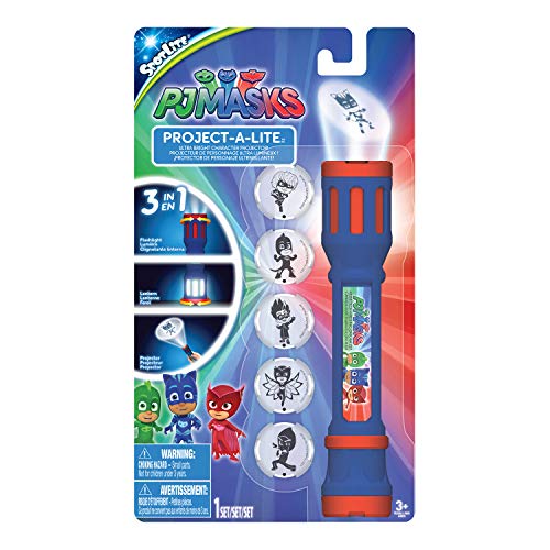 PJ Masks 40345 - Linterna de proyección con 6 lentes intercambiables para proyectar, multicolor