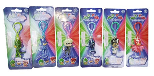 PJ Masks - Llavero de PVC 3D con clip (6 cm, 6 diseños diferentes)
