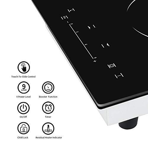 Placa de cocción de inducción integrable, vitrocerámica, con 5 zonas de cocina, 90 cm, de vidrio