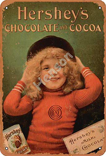 Placa de metal Hershey's de chocolate y cacao con diseño retro para decoración de pared, bar, jardín, restaurante, puerta, 30 x 20 cm