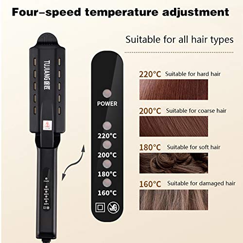 Plancha de pelo de hierro plano iónico de turmalina de cerámica, planeador profesional para salón de instrumentos, barra de temperatura ajustable, para todo tipo de cabello