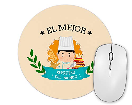 Planetacase Alfombrilla De Ratón El Mejor Repostero del Mundo Regalo Original Reposteros Forma Redonda 20 Cm