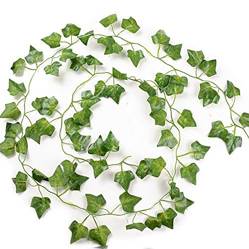 Plantas Hiedra Artificial (24pcsx2.2m) Hiedra Hojas de Vid Artificial Enredadera Guirnalda Decorativa para Decoración Hogar Escalera Ventana Balcón Valla Jardín Boda Mesa Fiesta Interior y Exterior