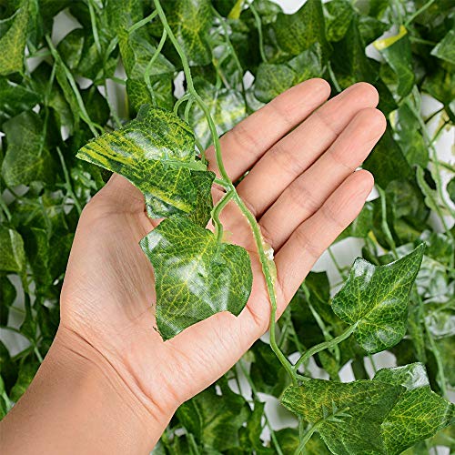 Plantas Hiedra Artificial (24pcsx2.2m) Hiedra Hojas de Vid Artificial Enredadera Guirnalda Decorativa para Decoración Hogar Escalera Ventana Balcón Valla Jardín Boda Mesa Fiesta Interior y Exterior