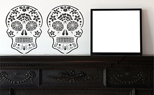 Plantilla de calavera de azúcar para Halloween, reutilizable, día de los muertos, día de los muertos, cinco de mayo, plantillas de pared para pintar, uso en proyectos de papel